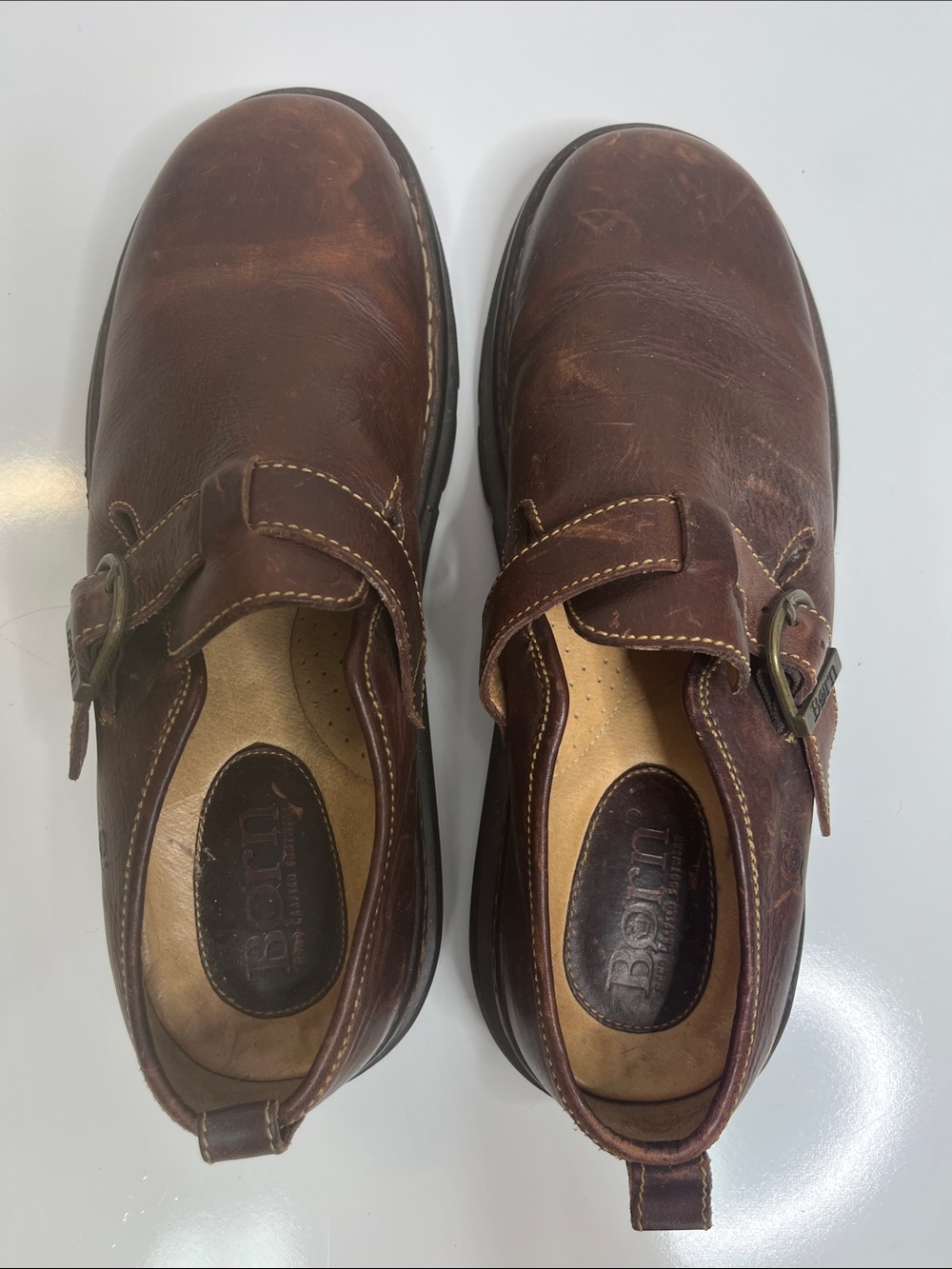 Brown Leather Slip-On Monk Strap Born Shoes Size 11.5